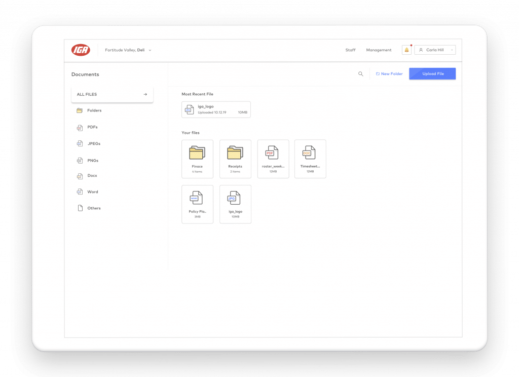 Document management on tablet