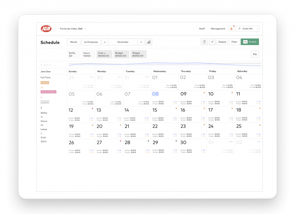 Schedule on tablet