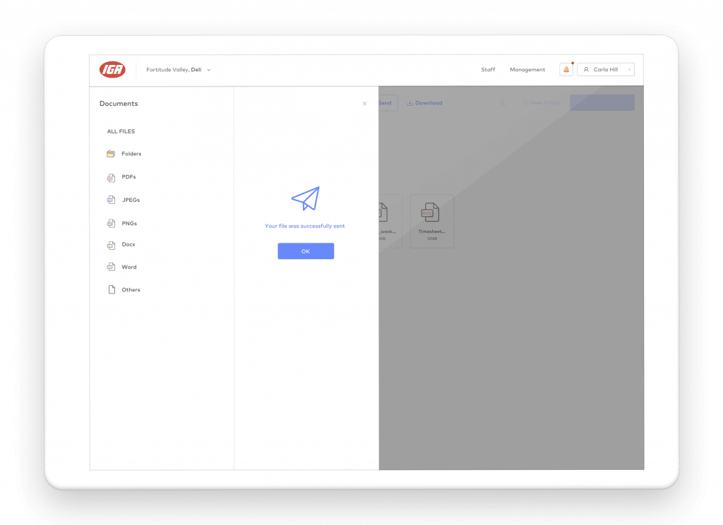 Send documents on tablet