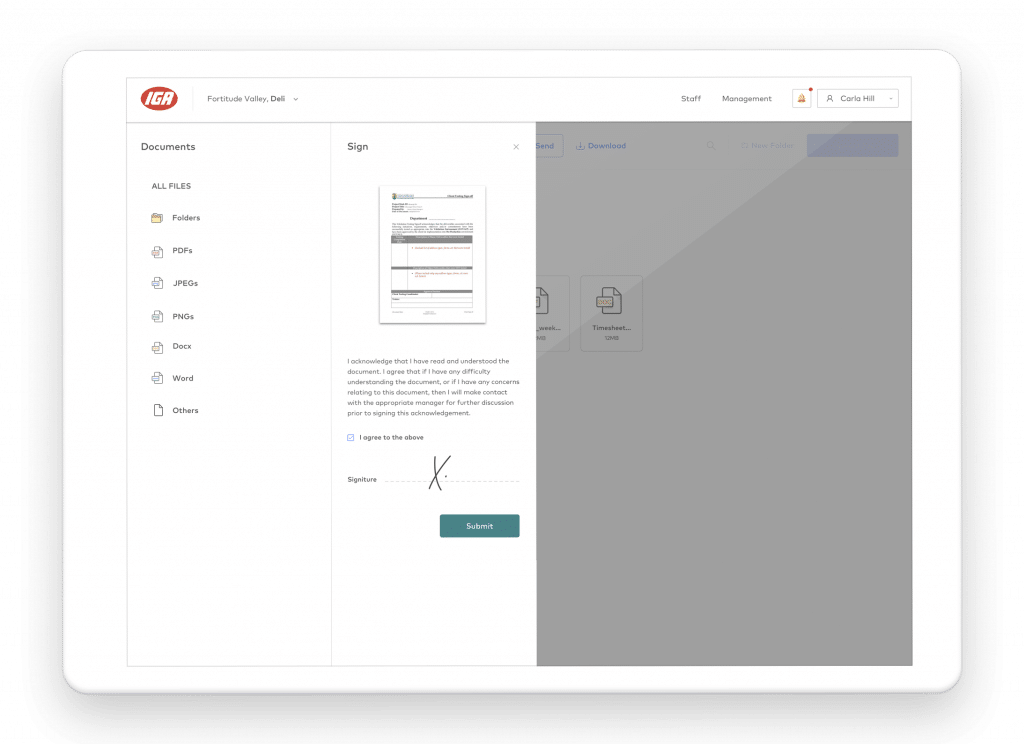 Sign documents on tablet