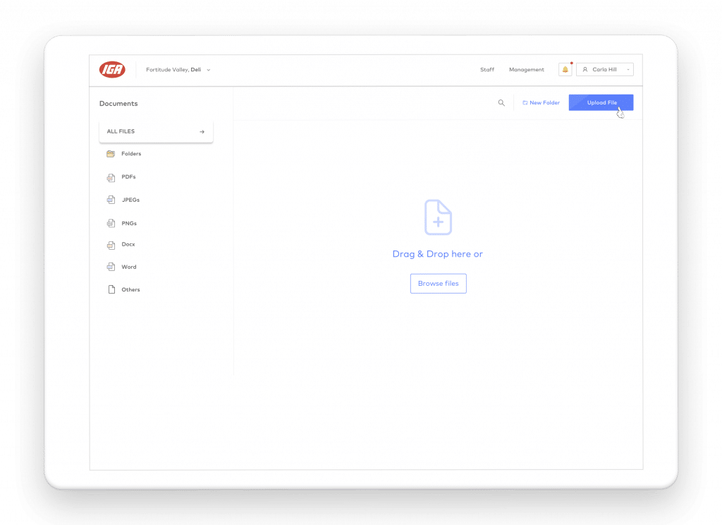 Upload documents on tablet