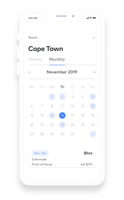 Schedule on mobile